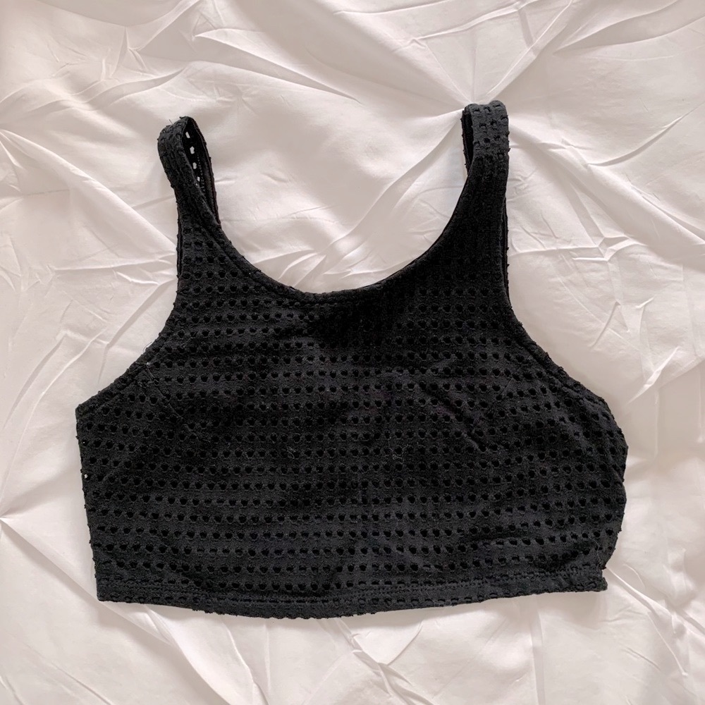 Express Black Eyelet Crop Top